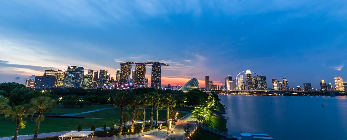 Singapore Marina Bay skyline at twilight
