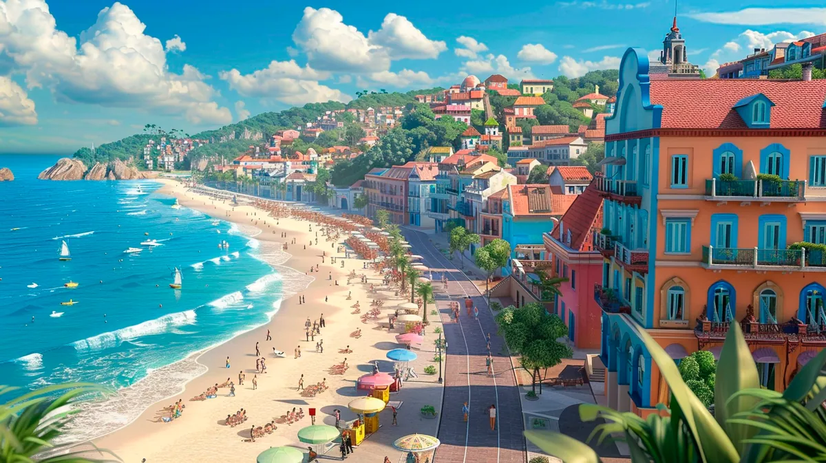 Latin American village scenery colorful